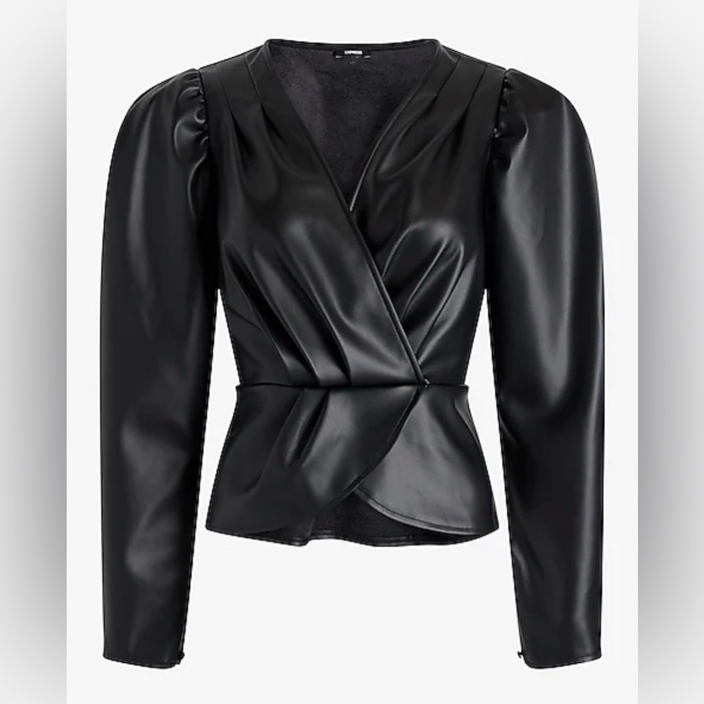 Express Black Faux Leather Blazer